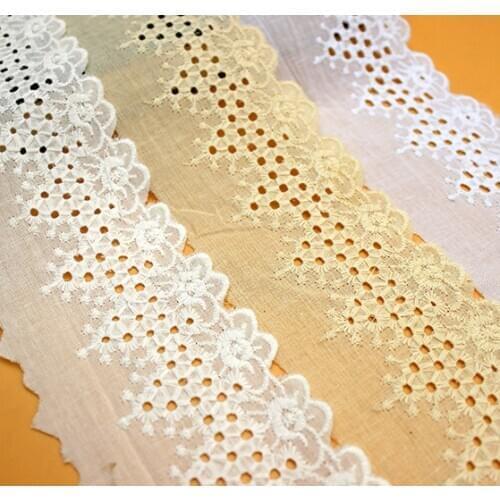 15Yards/pack New Cotton Strip Flower Embroidery Clothing Skirt LaceHome Textile Accessories Width 15 cm