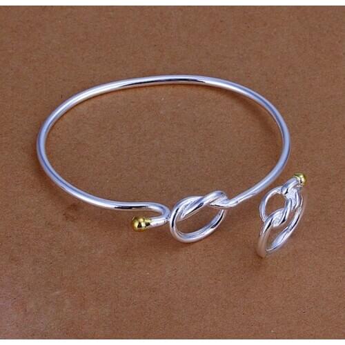 Hot selling 925 jewelry silver plated jewelry set fashion jewelry set Separations cord bead Bangle&Ring Jewelry Set SMTS253