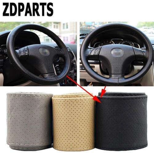 ZDPARTS 38CM Leather Automobiles Car Steering Wheel Covers For Renault Megane 2 Logan Captur Alfa Romeo 159 Chevrolet Cruze Jeep