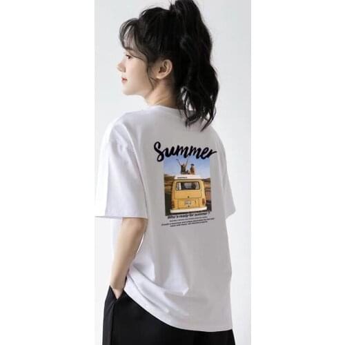 100% Cotton T Shirt Woman Summer Fashion Short Sleeve O Neck T-shirt Woman Plus Size Shirt 2021 New Korean Style Women Shirts
