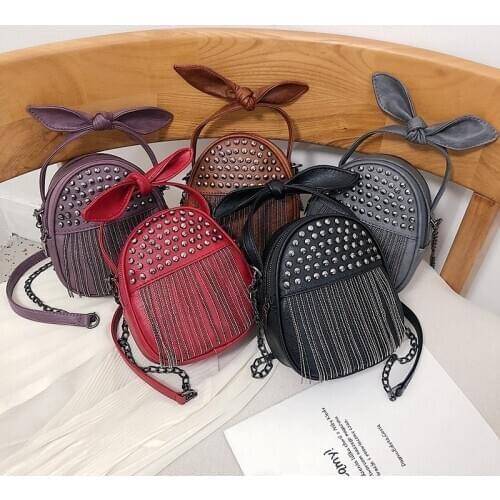 Women Shoulder Bag Ladies Soft Leather Chains Tassel Crossbody Bags Small Clutch Messenger Bag