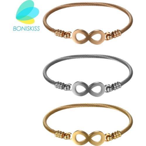 Boniskiss 3pcs/set High Quality Women Infinity Bangles Sample Elegant Stainless Steel Bracelet & Bangle For Women Accessories