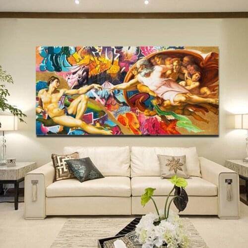 Famous Famous Painting Adam Graffiti Art Canvas Posters and Street Art Paintings on The Wall Living Room Decorative Art Pictures