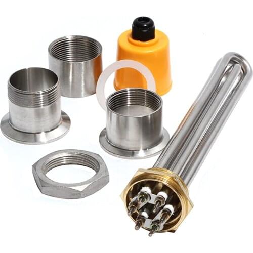 1 1/2 Inch 304SUS Immersion Water Heater with Accessories 3KW/4.5KW/6KW/9KW/12KW Copper Thread Electric Heating Tube for Tank