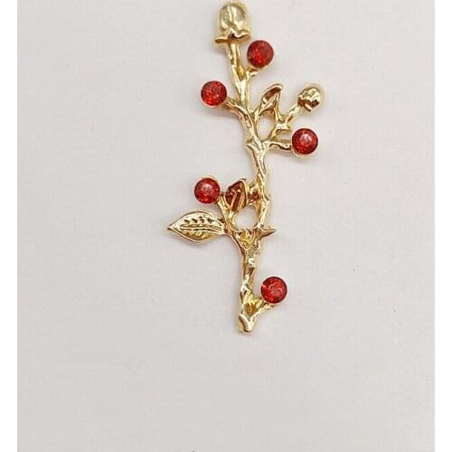 10 PCS 21x40mm Metal Alloy KC Gold Plated Branches Inlaid With Crystal Branches DIY Accessories For Jewelry Making