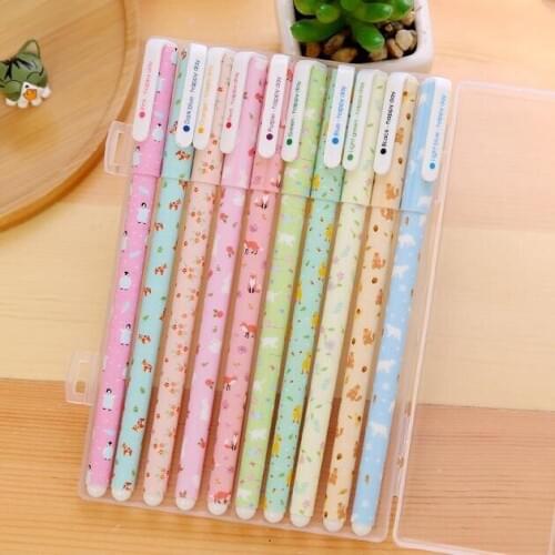 10pcs/box Cute Colourful Animal series 0.38mm color Gel pen DIY Multifunction Funny gel pen office school supplies