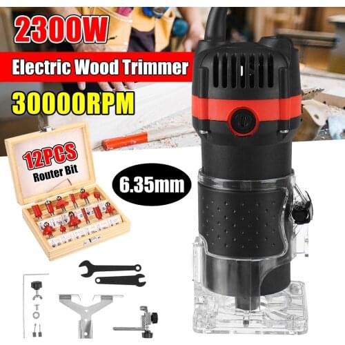 2300W 30000rpm Wood Electric Hand Trimmer Woodworking Engraving Slotting Trimming Hand Carving Machine Wood Router Joiners Set
