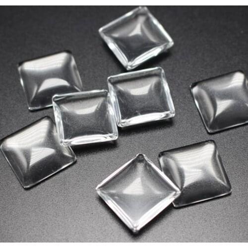 25 Transparent Clear Square Dome Flatback Glass Cabochon 20X20mm