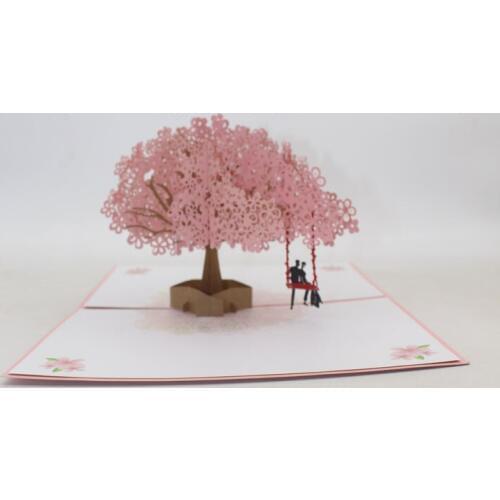 3D Laser Cut Handmade Valentines Day Propose Sakura Swing Lover Paper Invitation Greeting Cards Wedding Party Creative Gift