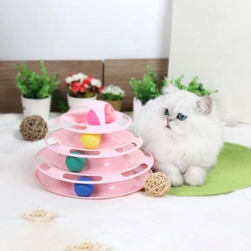 4-Layer Kittens Entertainment Disc Pet Cat IQ Training Toys Turntable Cat Amusement Plate Kitten Toy Balls Pet Products