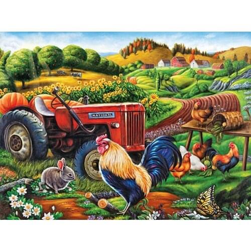 Diamond embroidery Farm scenery 5D diamond cross stitch crystal full diamond sets unfinish decorative Diy Diamond painting clock