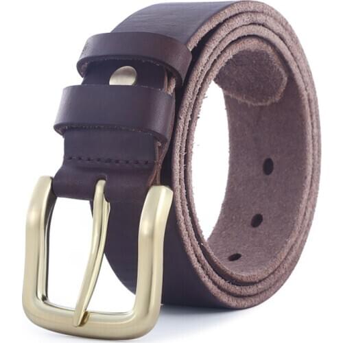 Anpudusen solid brass buckle 2020 full grain 100% genuine leather mens belts luxury hot designer high quality womens cowboy