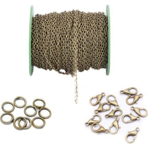 1set 2*3mm Link Chains Bulk Lobster Clasp Jump Rings Gold Silver Color Metal Iron Chain For Necklace Jewelry Making Accessories