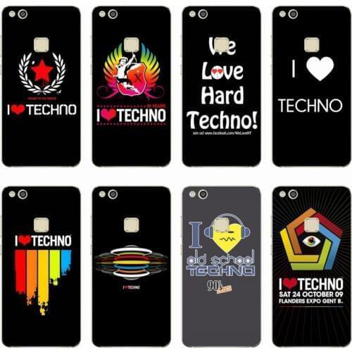 I Love Techno Cover Soft Silicone TPU Phone Case For Huawei P8 P9 P10 P20 Lite Mate 9 10 Honor V9 9 Mate 9 10 Por P9 P20 Plus