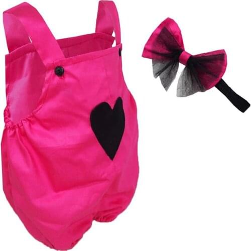 Baby Mika Baby Girl Heart Shorts Jumpsuit Bandana Suit Baby Girl Knitted Set Zero Sleeve Rompers Interlock