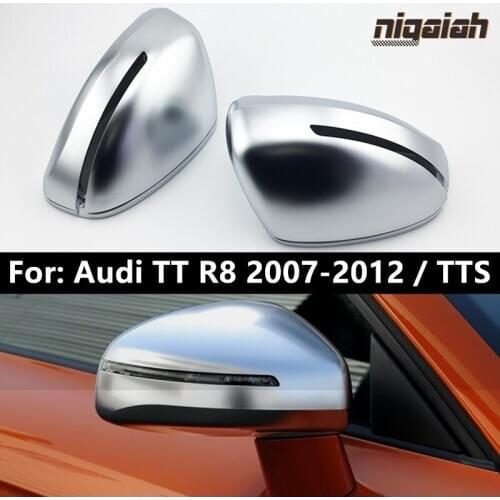 For Audi TT R8 2007-2012 TTS Side Wing Mirror Caps Mirror Covers Silver Matte Chrome Trim OEM Fitment Housing Replacement