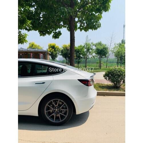 For Tesla Model 3 2017 -2019 Carbon Fiber rear boot Wing Spoiler Rear Roof Spoiler Wing Trunk Lip Boot Cover Car Styling