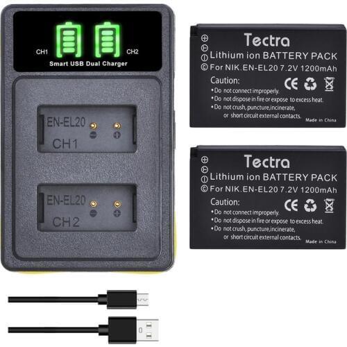ENEL20 EN-EL20a Battery and Dual Battery Charger for Nikon Nikon Coolpix P1000 Nikon1 J1, J2, J3 Nikon1 AW1 ENEL20 Batteries