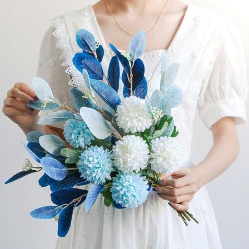 European Artificial Flowers Family Party Decoration Bouquet Wedding Flowers High Quality Silk Dandelion Peony Hybrid Bouquet