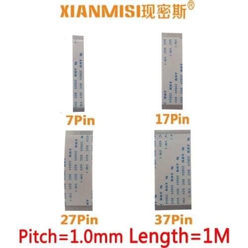 FFC/FPC Flat Flex Ribbon Cable 7Pin 17Pin 27Pin 37Pin Same Side 1.0mm Pitch AWM VW-1 20624 20798 80C 60V Length 1Meter 5PCS