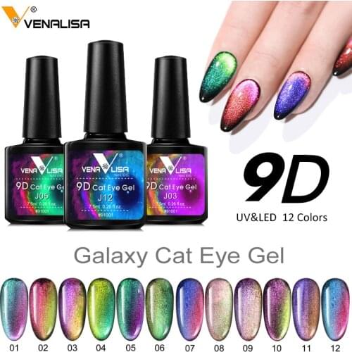 Venalisa New Arrival 9D Gel Varnish Cat Eye Magic Chameleon Nail Art Manicure Galaxy Starry Magnetic Multicolor Nail Gel Polish