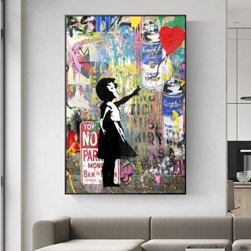 Graffiti Banksy Art Girl Holding Balloons Canvas Paintings On The Wall Art Posters And Prints Pictures Kids Room Wall Decor