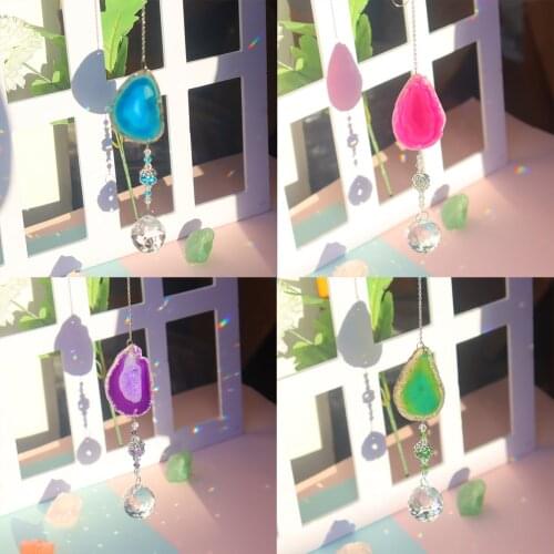 Crystal Decor Windows Crystal Prisms Glass Wall Hanging Ornament Ball Drop Rainbow Maker Pendant Wind Chime Charms for Garden