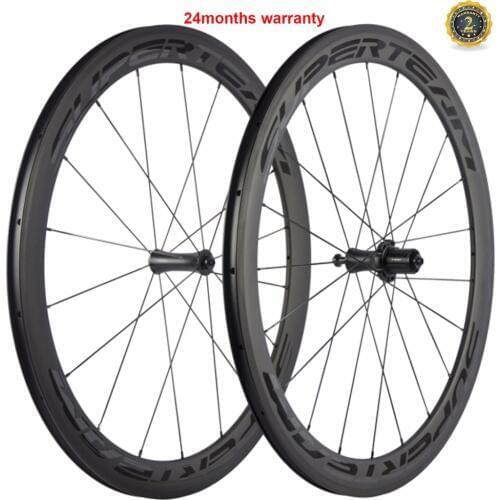 SUPERTEAM Carbon Wheelset 700C Clincher Wheels 50mm Road Bicycle Wheelset Tubular 23mm with Powerway R7 Hub Fast shipping