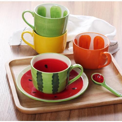 Ceramic Mug Cup Watermelon Lemon Cantaloupe shape coffee cup lovely breakfast cereal milk cup