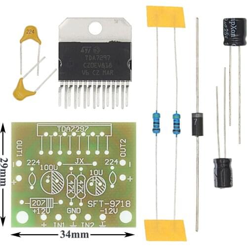 1set TDA7297 amplifier board spare parts dc 12v grade 2.0 dual audio encoding 15w electronic diy kit B52