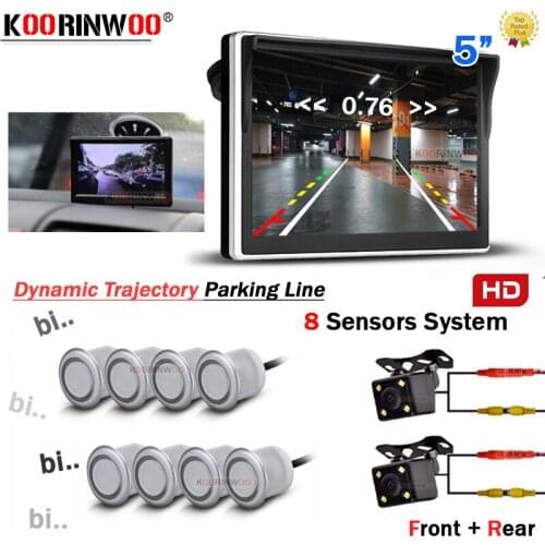 Koorinwoo Intelligent Dynamic Trajectory Video Parking Sensors 8 Radar Detector Alert Jalousie 4 Front camera Parking Assistance