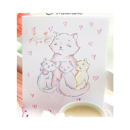 Cute Cat Family MM200115 cross stitch 11CT 18ct 14ct cotton thread embroidery DIY handmade needlework