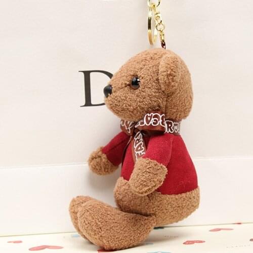 Cute Bear Plush Toy 16cm Keychains Women Kawaii Accessories For Backpacks Handbag Stuffed Animals Birthday Girl Gifts Wholesale