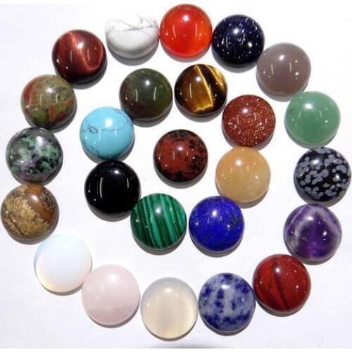 Natural Stone tiger eye Turquoises lapis Quartz Crystal Top Quality Round Cabochon16mm Beads for diy Jewelry making necklace50pc