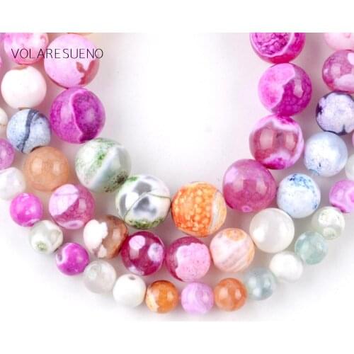 Natural Colorful Fire Agates Stone Round Beads Spacer Loose Beads For Jewelry Making 6-10mm Diy Bracelets Jewelley Wholasale 15"
