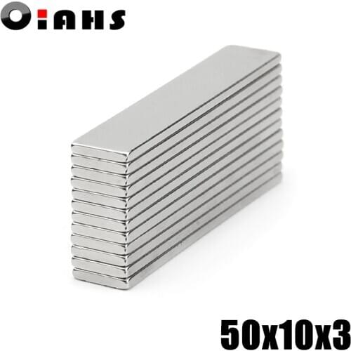 5pcs F50x10x3mm Super Powerful Strong Rare Earth Block NdFeB Magnet Neodymium N35 Magnets F50*10*3mm- Free Shipping