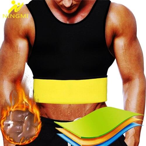 NINGMI Thermal Body Shaper Neoprene Sauna Vest Men Weight Loss Gym Shirts Sports Top Tank Slimming Waist Trainer Belt Shapewear