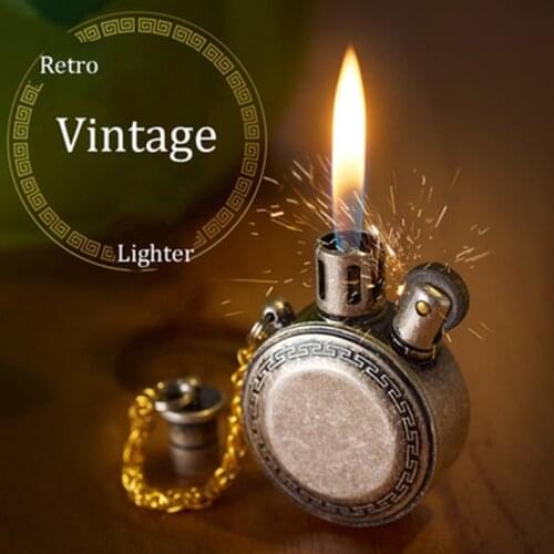 2021 New Retro Classic Vintage Kerosene Lighter Grinding Wheel Metal Cigarette Lighter Cigar Lighter Collection Gadget Mens Gift