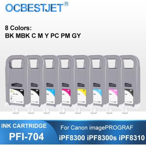 PFI-704 PFI704 700ML Compatible Ink Cartridge With Full Ink For Canon imagePROGRAF iPF8300 iPF8300S iPF8310 Printer 8Colors/Set