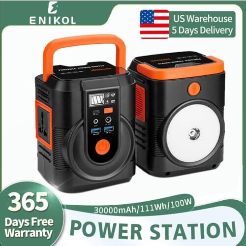 Enikol 30000mAh Portable Power Station Solar Generator 100W for AC Outlet ​Backup Battery Power Supply Outdoor Camping 110V220V