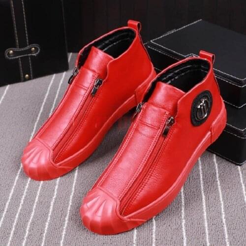 Luxury designer men shoe High quality leather loafers with thick and low rivets,casual board shoes,shoes with high height v1.17