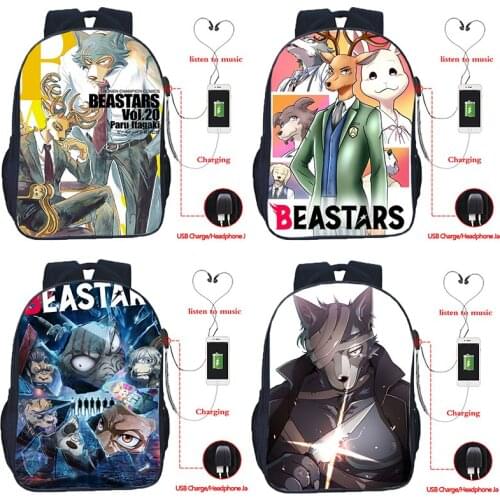 Anime Beastars Backpacks Legoshi Back To School Bookbag 16 Inch Usb Charge Teenager School Bags for Boys Girls Mochila