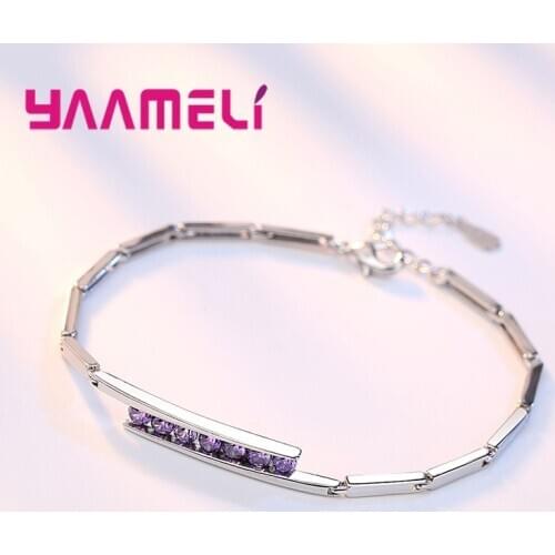 Chain 925 Sterling Silver With Purple/White Noble Luxury Style Valentines Day Surprise Gifts For Lady Dance Partner