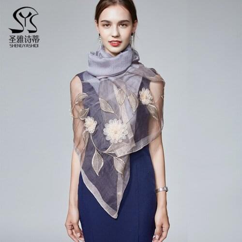 Silk Wool Winter Scarf Women Pashmina Lace Poncho Shawl Scarves Women 2020 Luxury Brand Scarfs for Ladies Shawls and Wraps