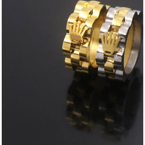 Shining Stainless Steel Speedometer Fashion Rings Brand Crown Charm Link Men Women Finger Rings Jewelry Gift