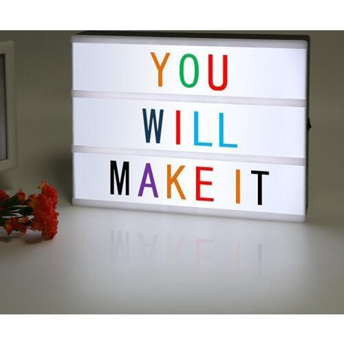 A4 LED Cinematic Light Box with Colorful Letters and LED Light ,Letter LED Light box for Home and Wedding Decor