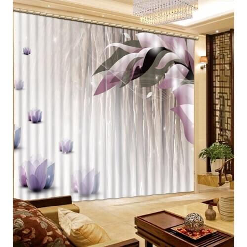 3D Curtain Photo Customize Size Dreamy, Lotus Curtain Bedroom Living Room Office Cortinas Breakdown Bathroom Shower