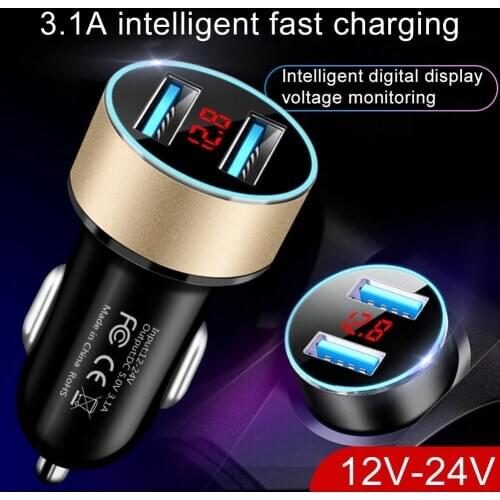 Universal Car Phone Charger Vehicle Cigarettes Lighter interface 5V 3.1A Dual USB Mobile Phone Quick Charging Charger