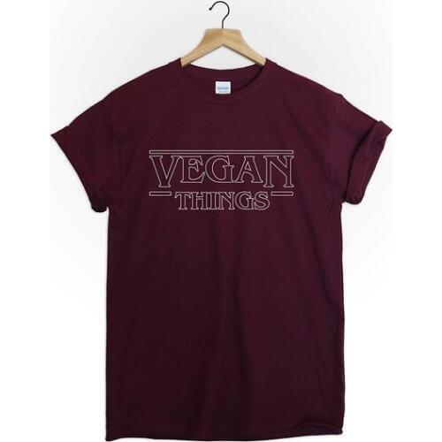 Vegan things tshirt top shirt tee stranger things parody netflix veganism herbivore tumblr men women vegetarian-F073