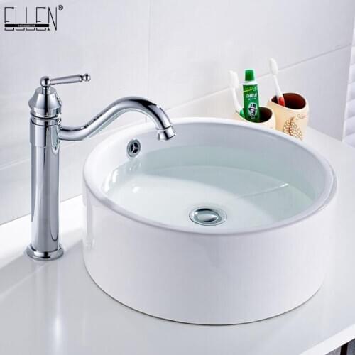 Vidric Hot Cold Water Mixer Tall Faucet Bathroom Basin Sink Faucet Single Handle Crane Chrome White Finished ELF5002C